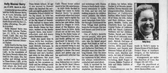 Obituary for Holly Maxner Berry, 1978-2013 (Aged 34)